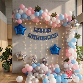 Pink and Blue Birthday Arch
