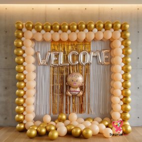 Golden and Peach Welcome Decor 