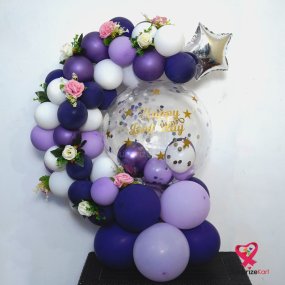 Glory Purple White Birthday Balloon Bouquet