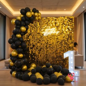 Premium Golden Sequin Birthday Decor